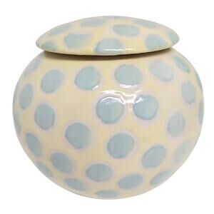 Vintage M. J. King 1988 Studio Pottery Polka Dot Glazed Ceramic Cookie Jar w/Lid